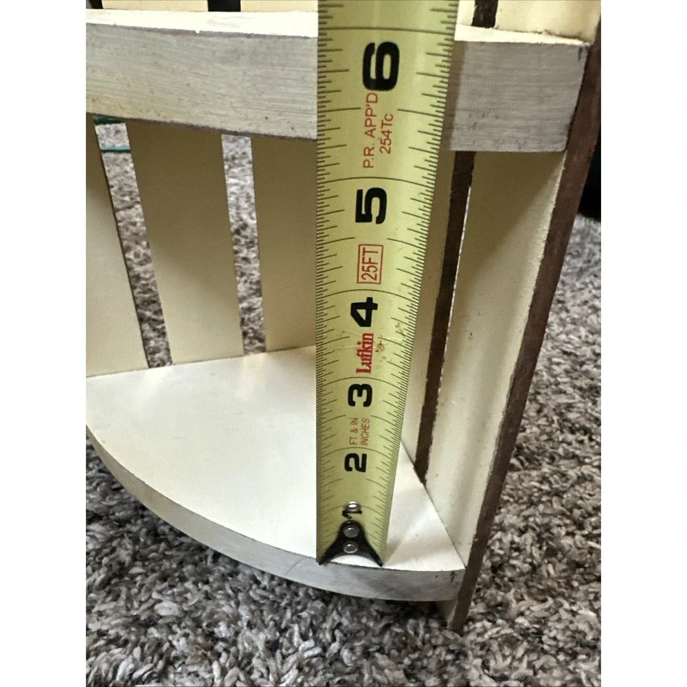 Vintage Wooden Corner Shelf Picket Fence Farmhouse Primitive 2 Tier Rustic Decor